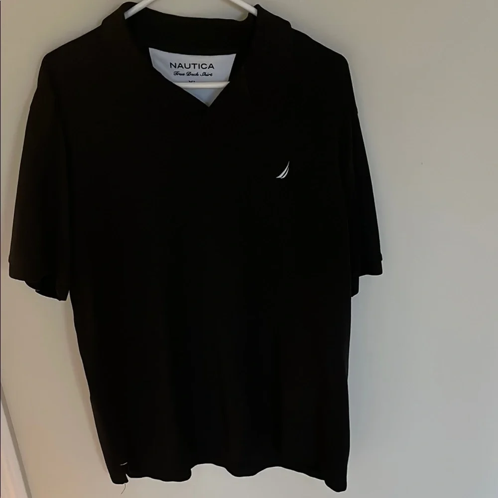 Nautica Black Polo Shirt with Textured Fabric and Logo - Picture 3 of 5